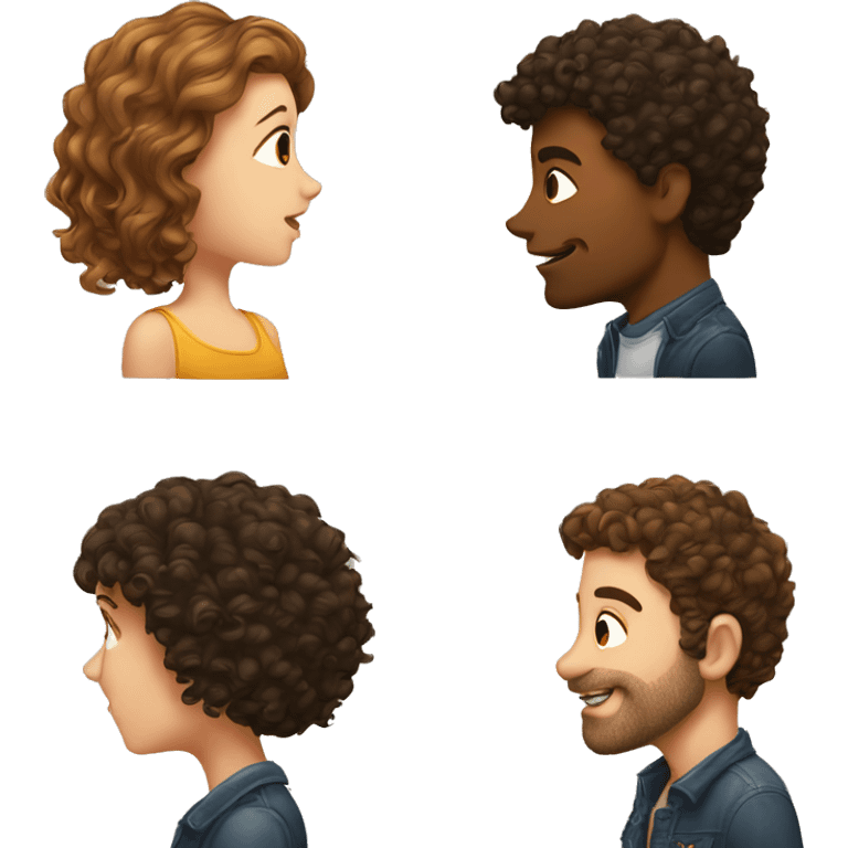 Girl With Curly Brown Hair Kiss a Man with Short Brown hair  emoji