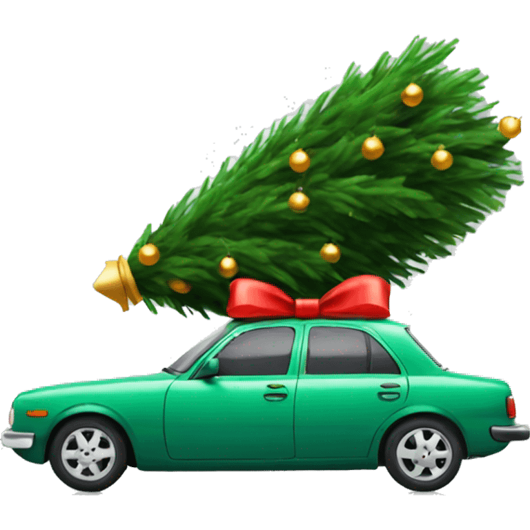 Car with christmas tree emoji