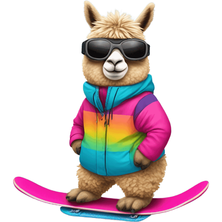 Alpaca with snowboard emoji