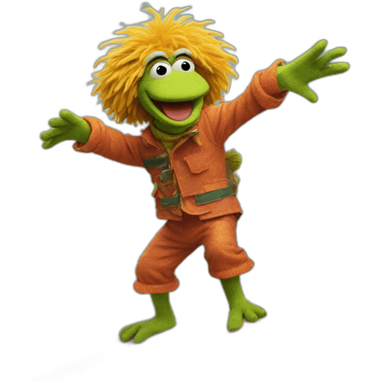 fraggle surfing on a wave emoji