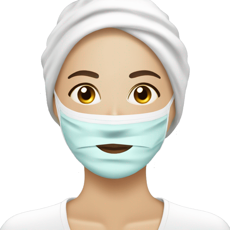 Lady with face mask spa beauty full face relaxing emoji