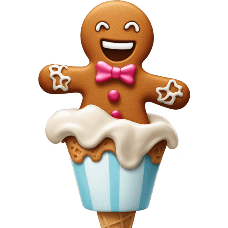 Ice cream with gingerbread man emoji