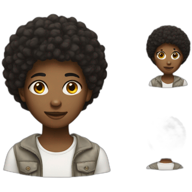 African teen with short afro emoji