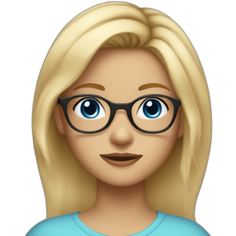 young girl, wedge blonde hair, glasses, blue eyes emoji