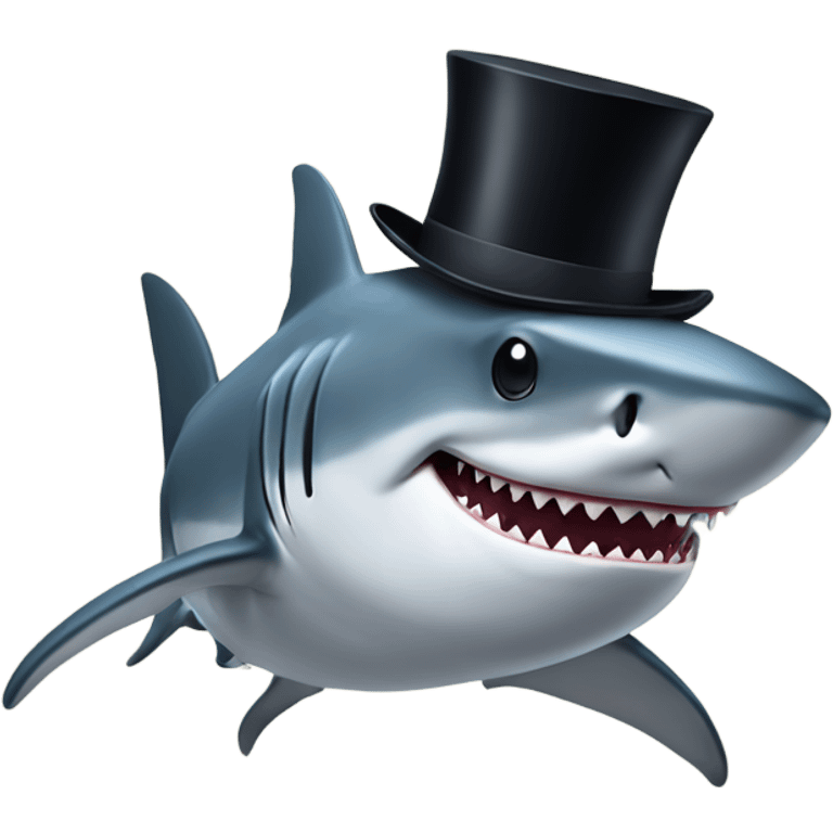 Shark with a top hat emoji