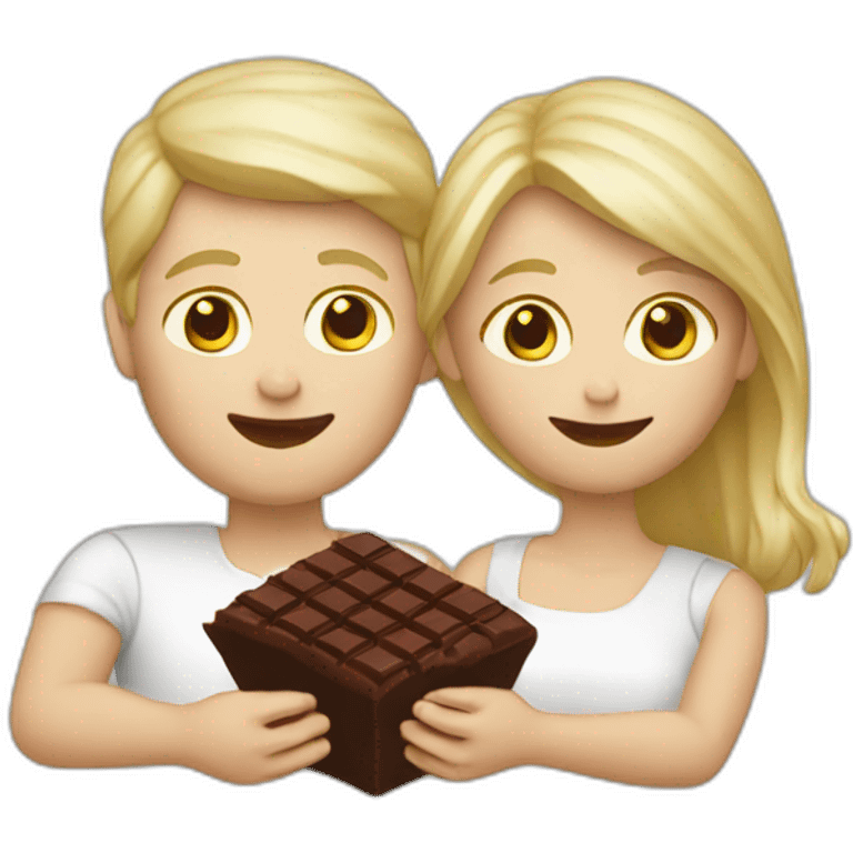 blond white couple eating chocolat emoji