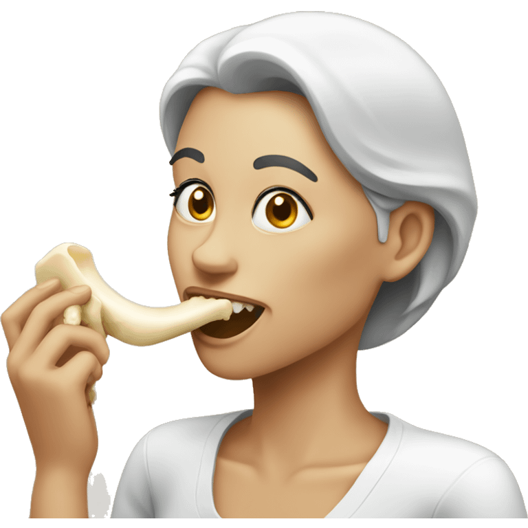 A woman eating a bone  emoji