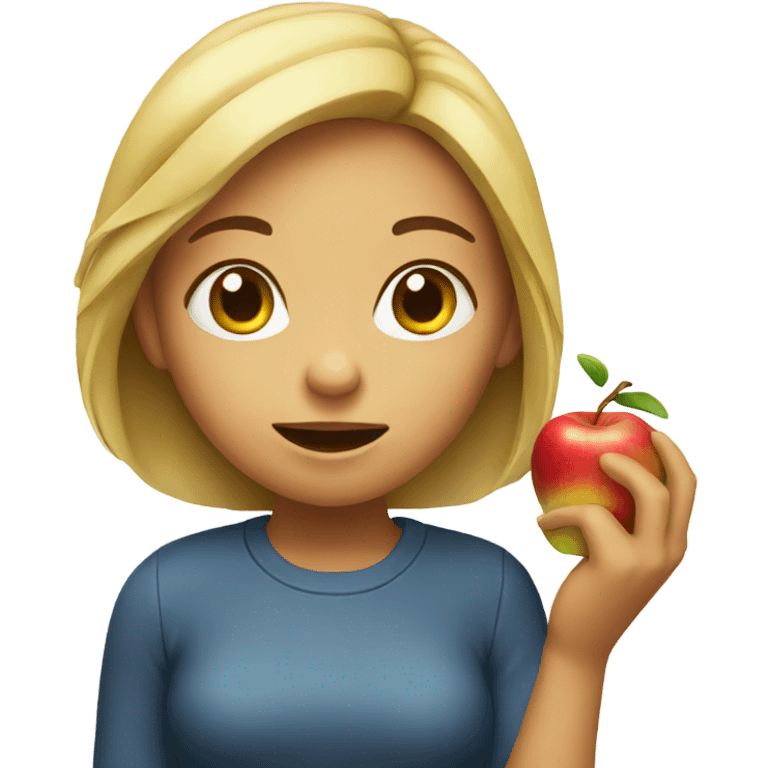 girl eating apple emoji