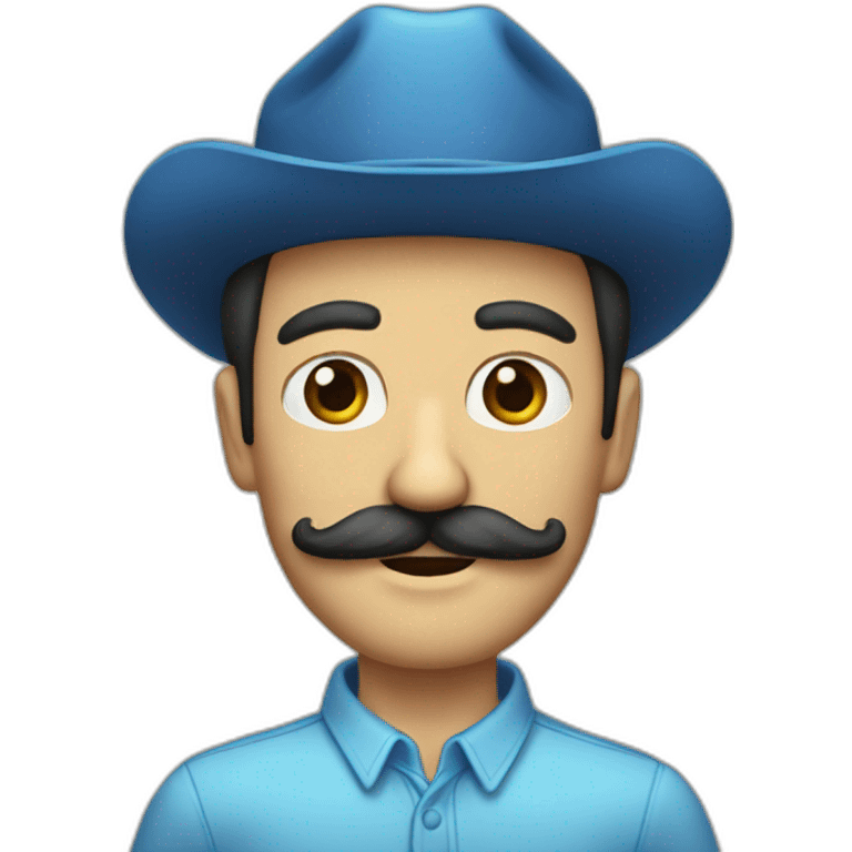 hombre pelo azul y bigotes emoji