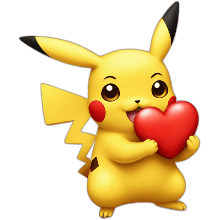 Pikachu with red heart in his hand emoji