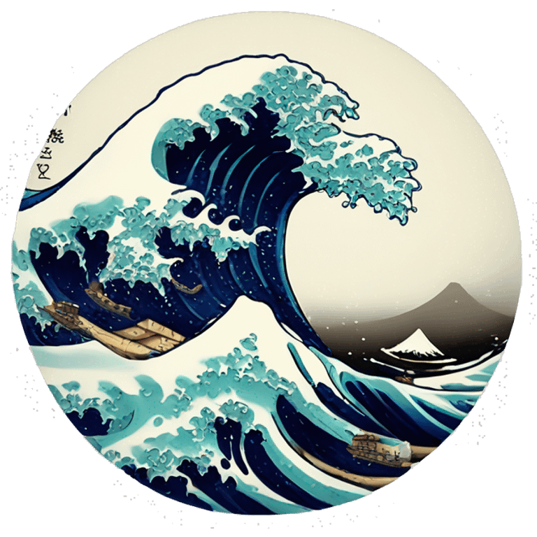 a wave in the style of 'the great wave' with studio Ghibli & one piece art emoji