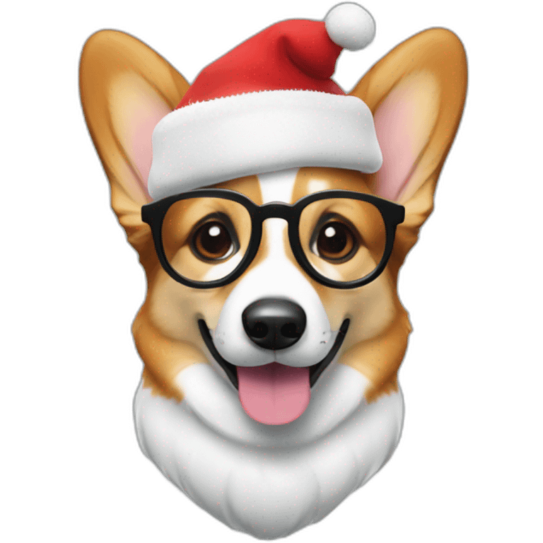 a corgi wearing glasses and Santa’s hat emoji