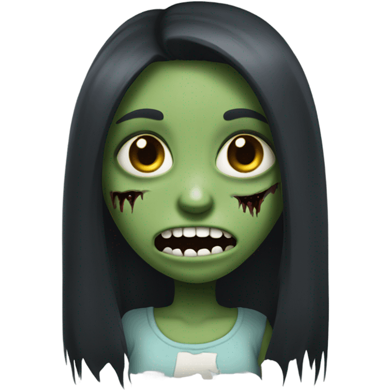 girl zombie with dark long hair with teeth emoji