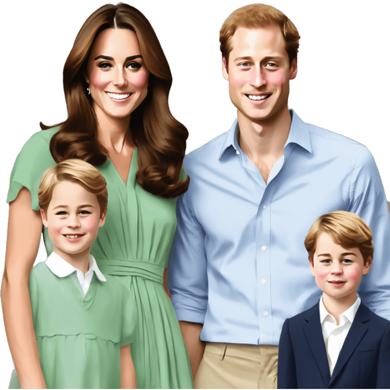 Harry Windsor and Kate Middleton and Prince george and princess charlotte and prince louis emoji