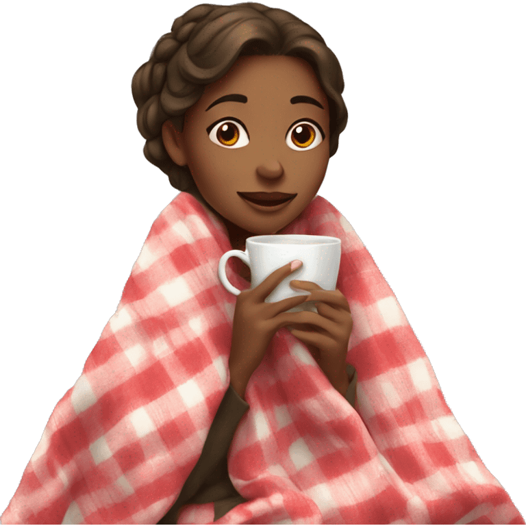 Girl with blanket and tea emoji