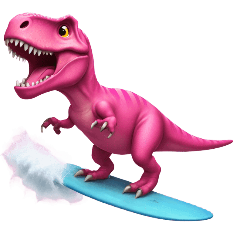 Pink t Rex surfing  emoji