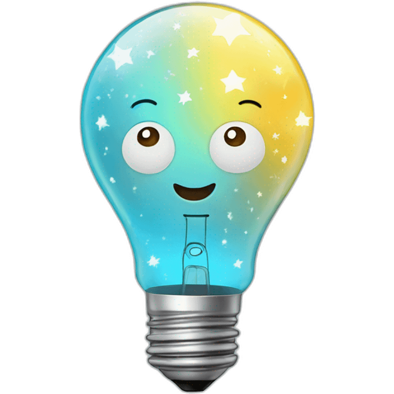 light bulb with little brain and stars inside emoji