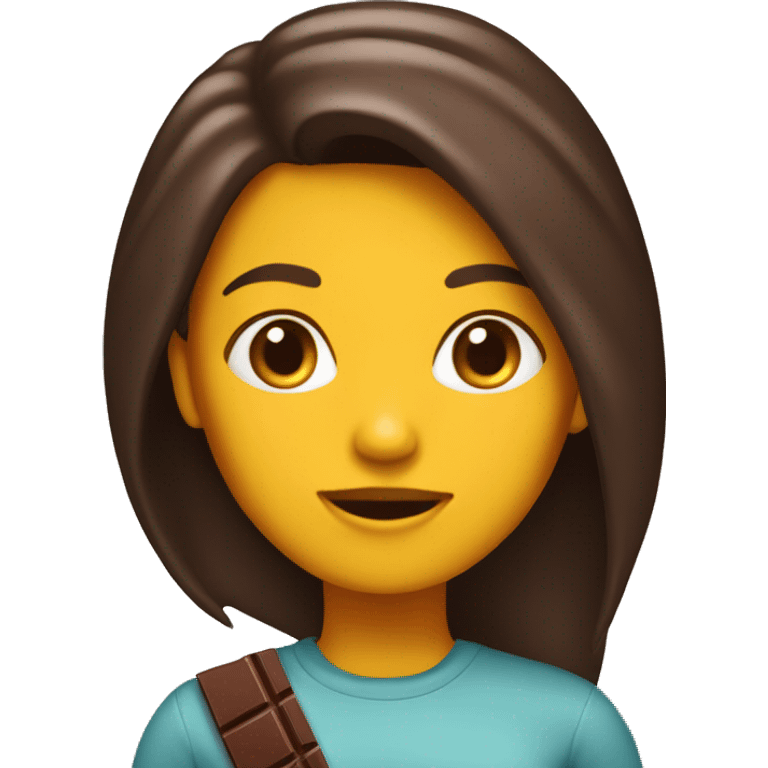 Chica trigueña con cabello chocolate emoji