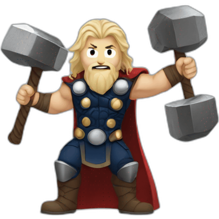 Thor with two hammers emoji