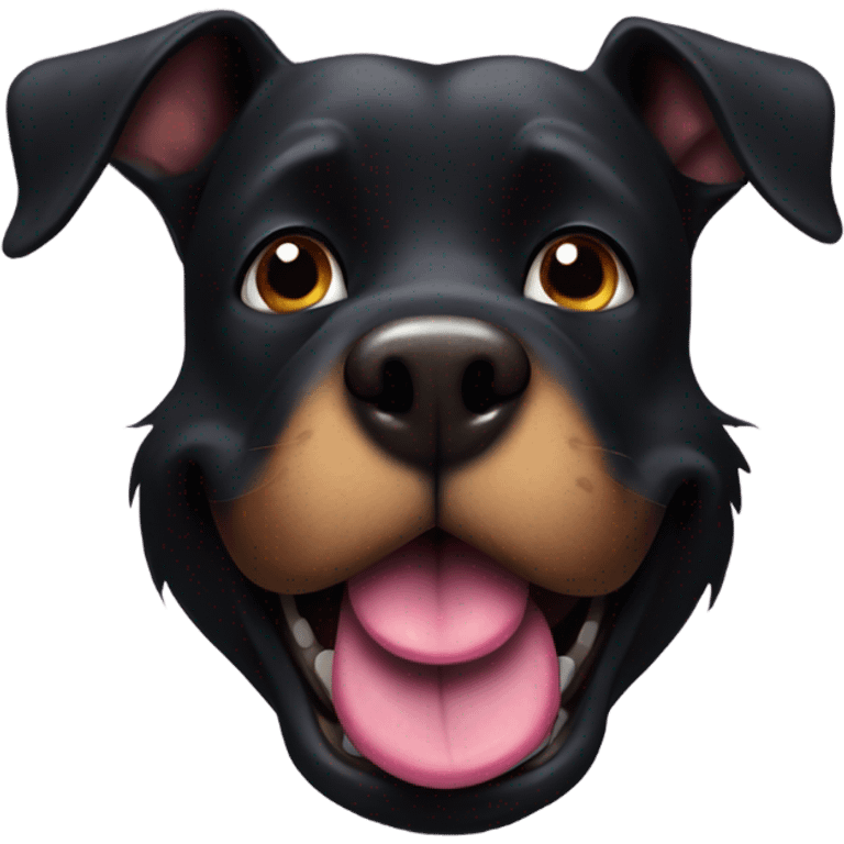 black dog tongue out with a moustache emoji