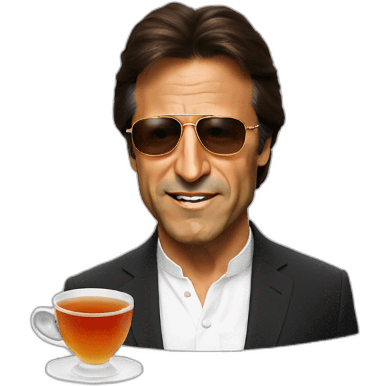 Imran Khan picture with tea Sunglasses with face emoji