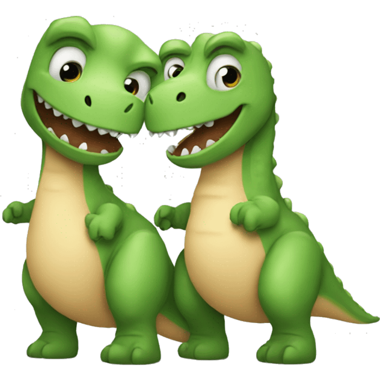 two dinosaurs hugging emoji