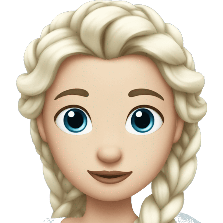 duck with hair like Elsa from frozen, white braids, blue eyes emoji