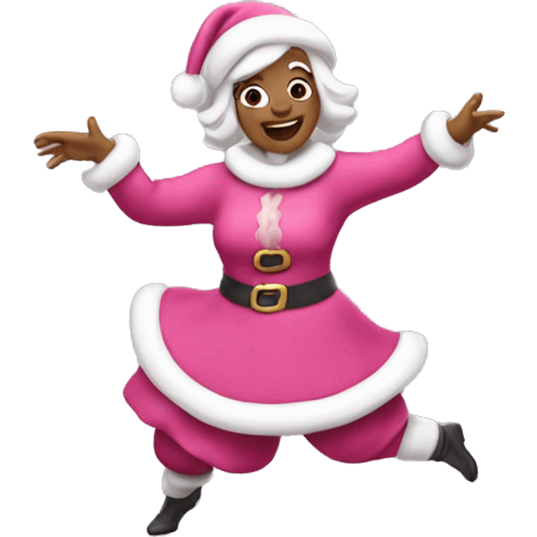 Pink mrs santa claus dancing emoji