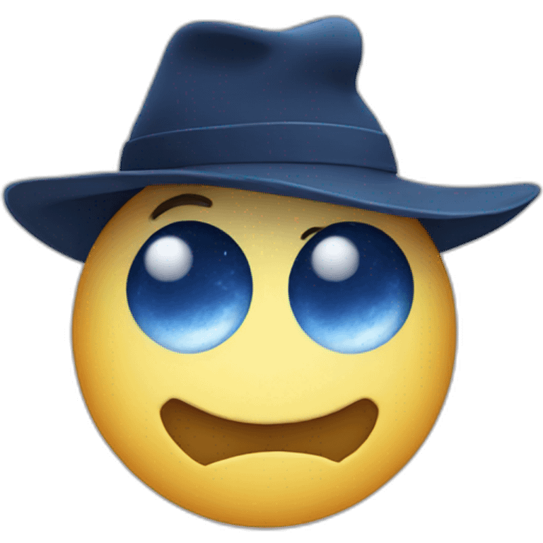 Moon with eyes and hat emoji