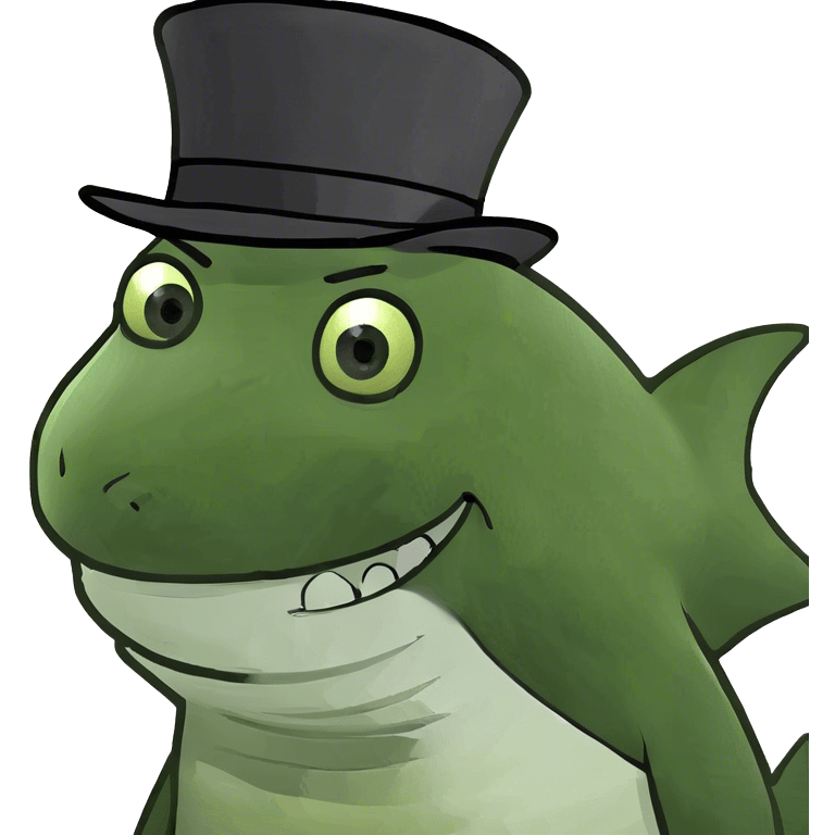 Shark with a top hat emoji