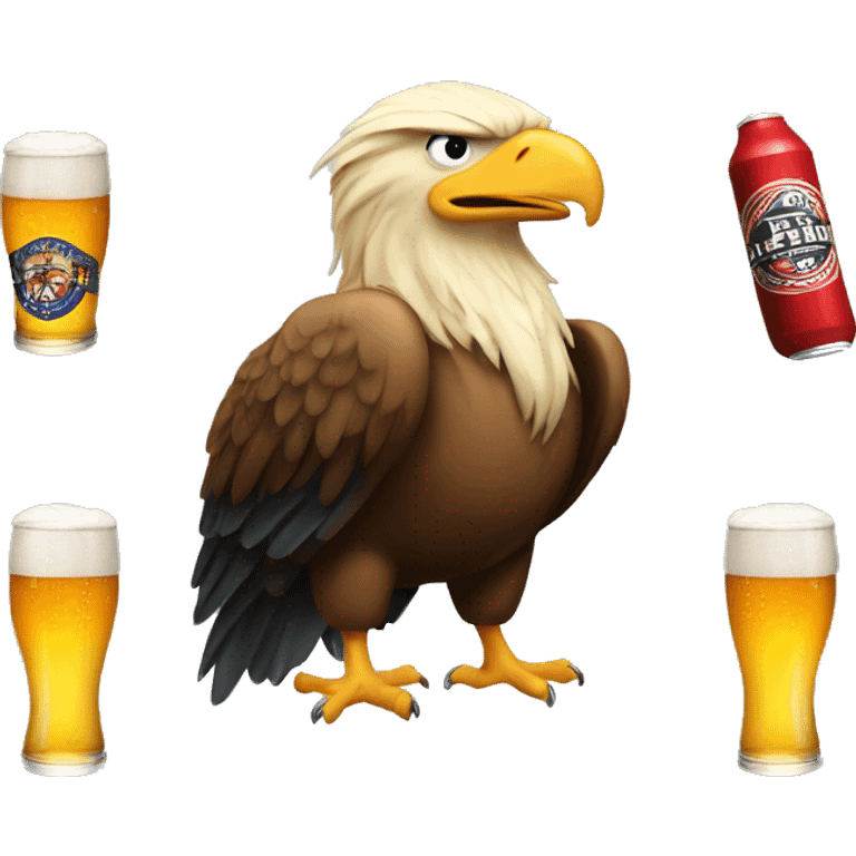 Donald Trump with an balled eagle and beer emoji