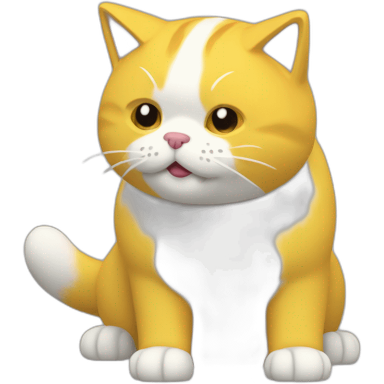 Gato amarillo abrazando a perro blanco peludo en 3d emoji