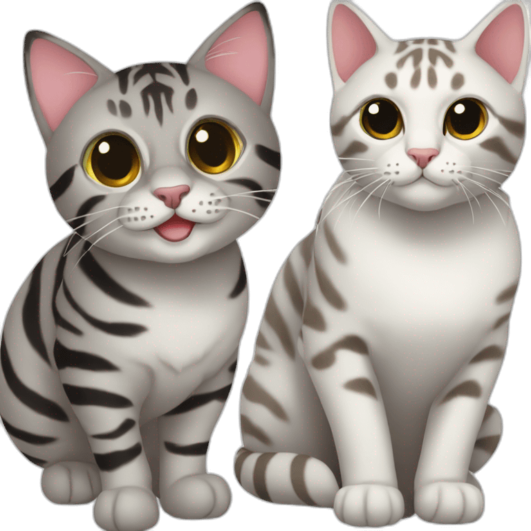 two-cats-bengal-and-small-cat-black-together emoji