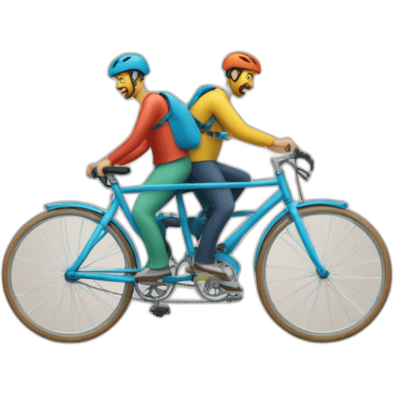 Bicicleta tandem muchos colores emoji