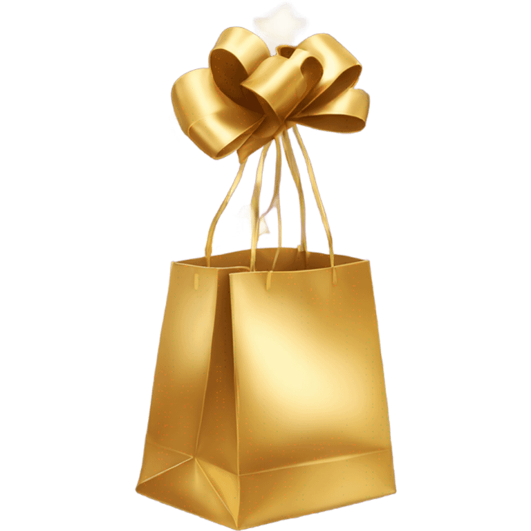 Gift bag tied with gold bow  emoji