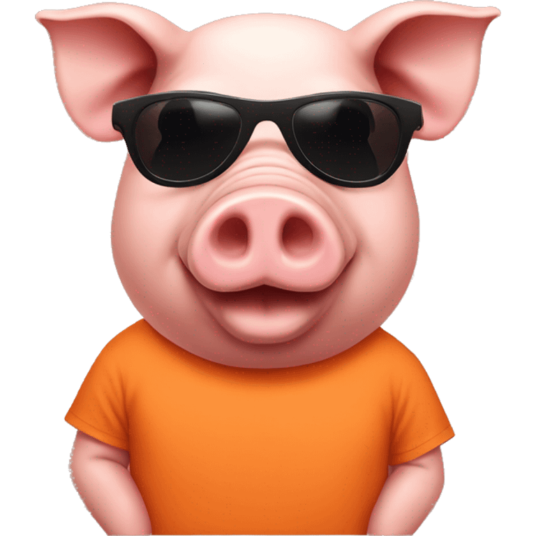 Pig with black sunglasses and orange tshirt emoji