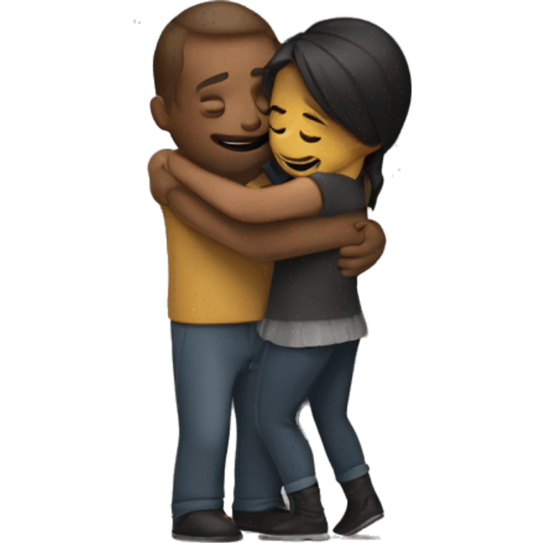 Man hugs woman emoji