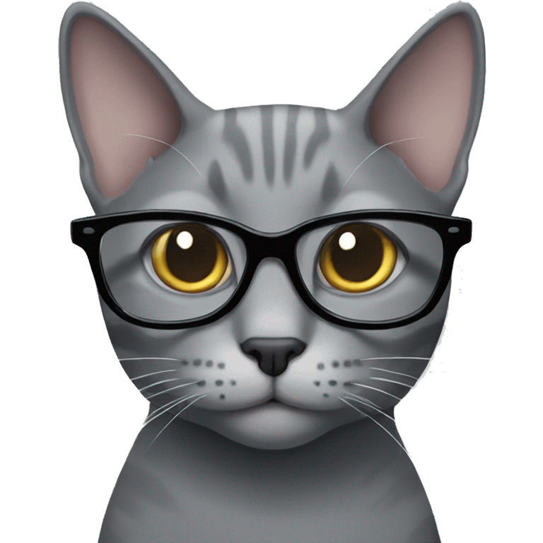 grey cat with nerd glasses emoji