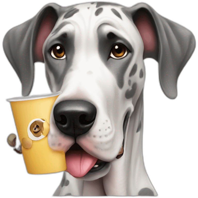 great Dane licking a cup emoji