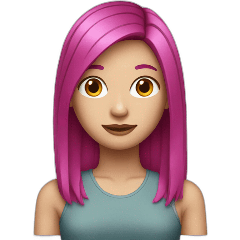 White girl with medium long straight magenta hair  emoji