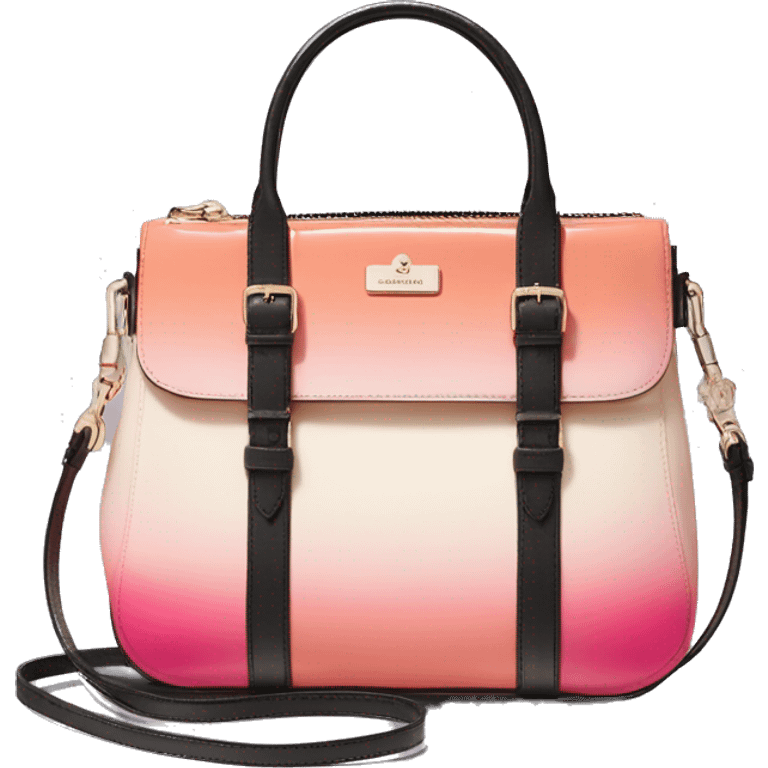 Hyper Realistic isolated peach,pink,cream and black ombre kate spade satchel purse.  emoji