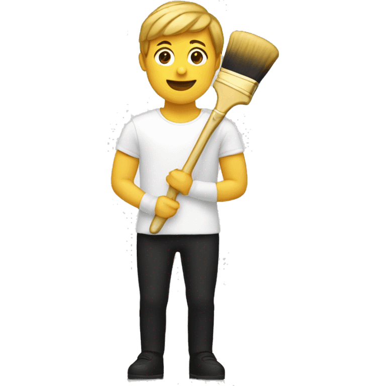 Person holding a golden brush in white and black clothing with a straight position and chin up emoji