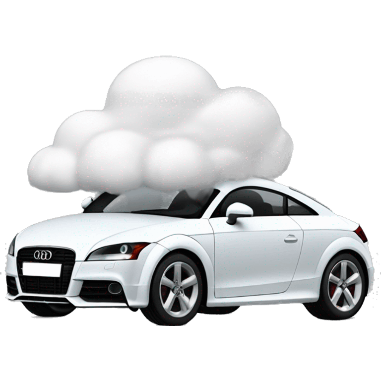 Thick cloud figure driving a audi TT car emoji