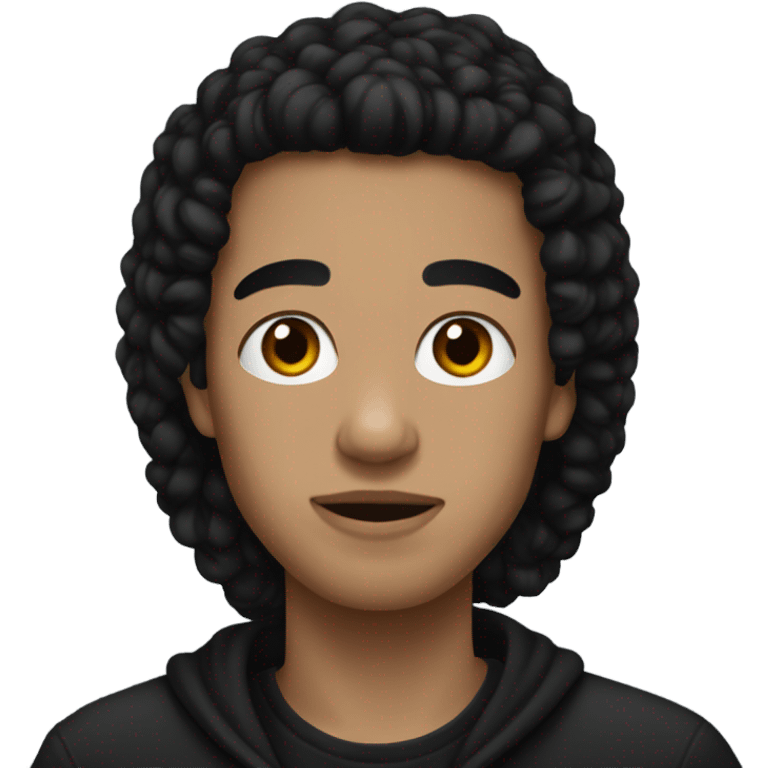 Human with black hair, wearing a black vans sweater emoji