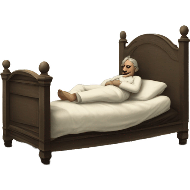 A sick man on a bed in 1870 emoji