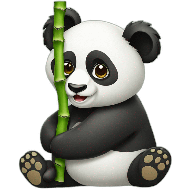 panda with bamboo in mounth emoji