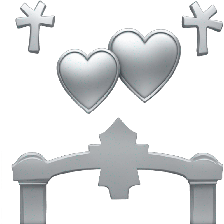 a black tombstone in silver RIP and a silver heart emoji