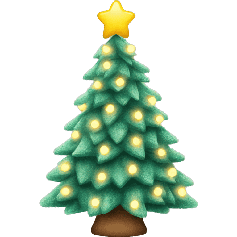 Flocked christmas tree with lights emoji