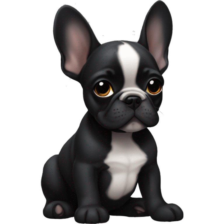 Solid black Frenchie pup layiny emoji