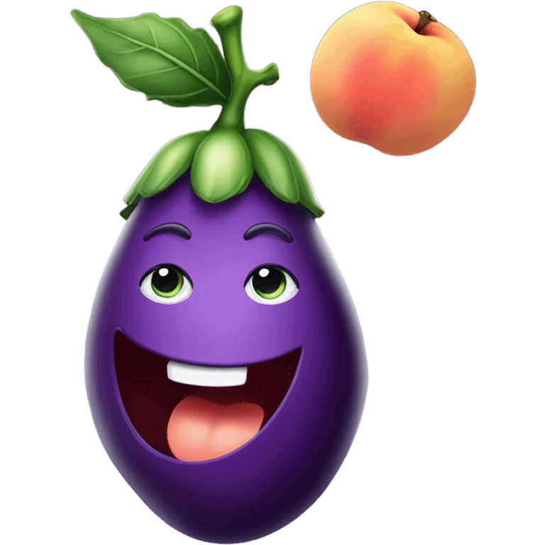 Happy eggplant and happy peach emoji